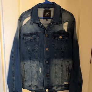 XRAY Men's Distressed Blue Denim Jacket